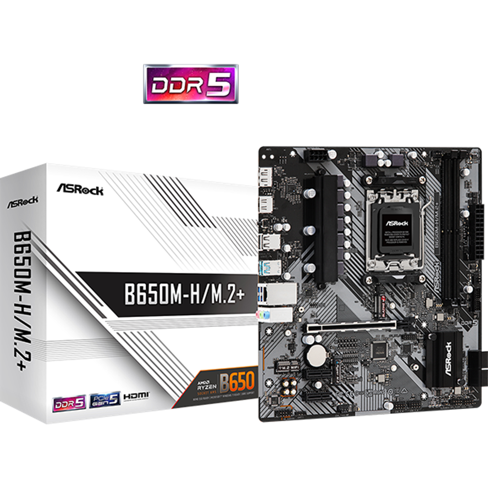 ASROCK MB B650M-H/M.2+AMD B650, AM5, 2xDDR5, 2xM.24xSATA, HDMI, DP, microATX slika 1