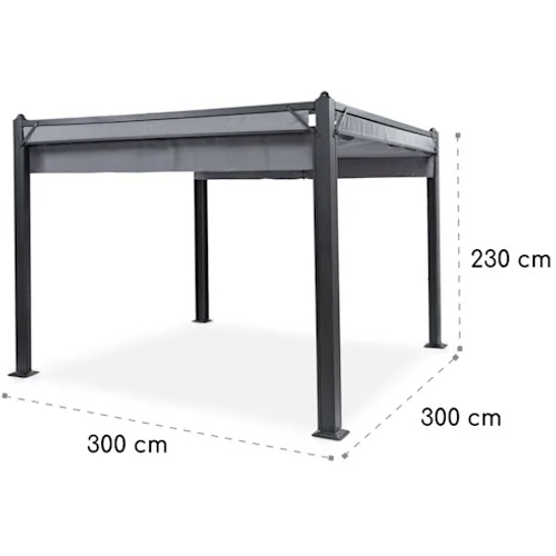 Blumfeldt Pantheon Cortina, sjenica s nadstrešnicom, 3x3m, 4 bočna dijela, siva slika 2