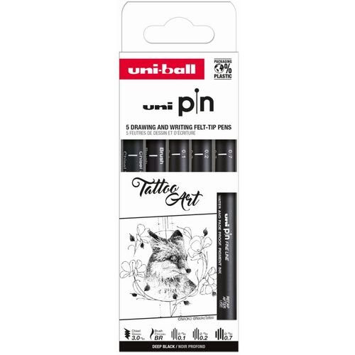 Marker Uni pin set 0,1/0,2/0,7/BR/CS3 mm crni Tatoo Art 5/1 slika 1