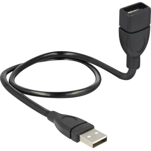 Delock USB 2.0  [1x muški konektor USB 2.0 tipa a - 1x ženski konektor USB 2.0 tipa a] 0.50 m crna fleksibilni kabel s dugim vratom Delock USB kabel USB 2.0 USB-A utikač, USB-A utičnica 0.50 m crna fleksibilni kabel s dugim vratom 83499 slika 3