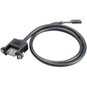 Akasa USB kabel USB 2.0 4 polni konektor za stupove, USB-A utičnica 0.60 m crna mogućnost vijčanog spajanja, pozlaćeni kontakti, UL certificiran AK-CBUB06-60BK