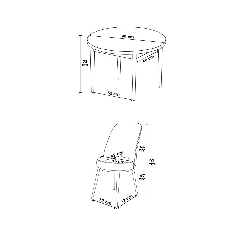 Set Trpezarijskog Stola i Stolica - Tor Crni Mramor (5 Komada) Braon/Crna slika 3
