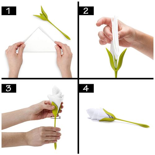 8 držača za salvete u obliku stabljike cveta slika 4