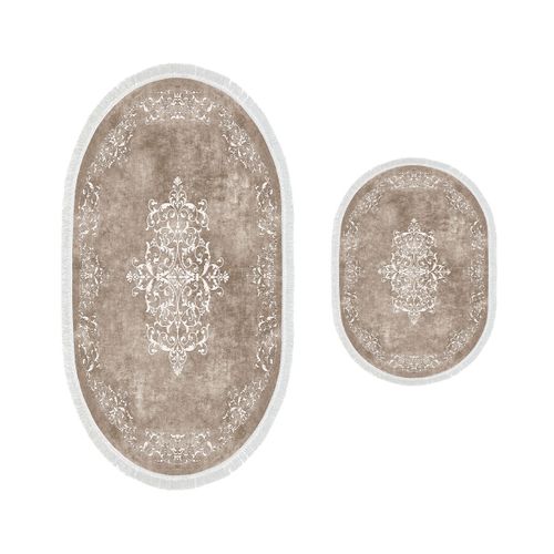 410616-O - Beige BeigeWhite Bathmat Set (2 Pieces) slika 2