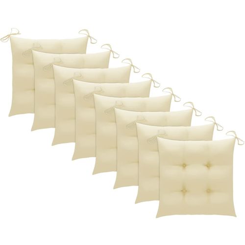 Vrtne stolice s krem bijelim jastucima 8 kom masivna tikovina slika 14
