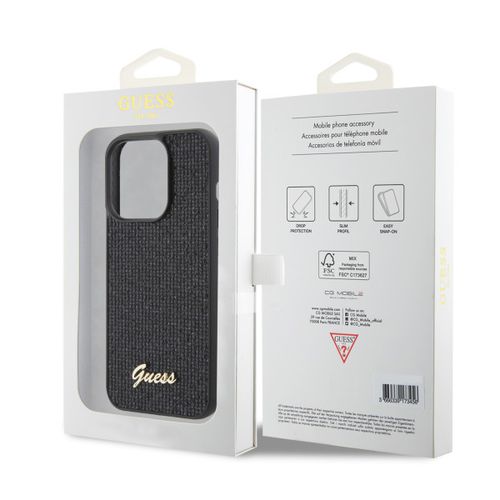 GUESS maska za iPhone 15 Pro DISCO SCRIPT METAL BLACK slika 2