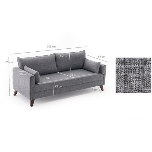 Atelier Del Sofa Trosjed na razvlačenje BELLA sivi, Bella Sofa Bed - Grey slika 7