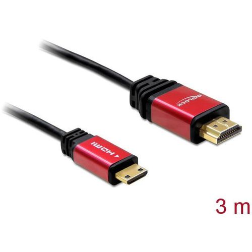 Delock HDMI priključni kabel HDMI A utikač, HDMI Mini C utikač 3.00 m crna 84337 pozlaćeni kontakti HDMI kabel slika 4