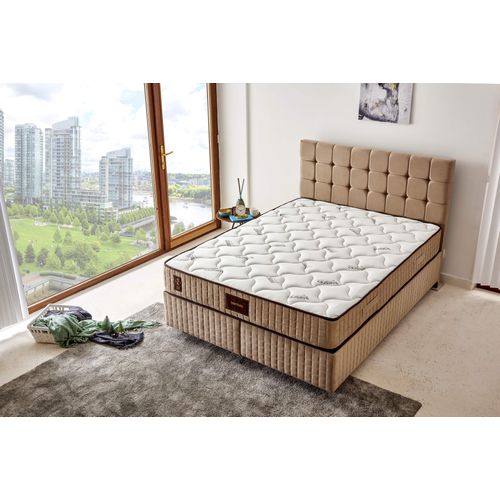 Woody Fashion Madrac, Bijela boja Bež Smeđa, Bamboo 200x200 cm Double Size Middle Firm Mattress slika 1