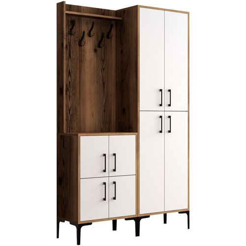 Woody Fashion Ormar za predsoblje, Berlin BA - Walnut, White slika 5