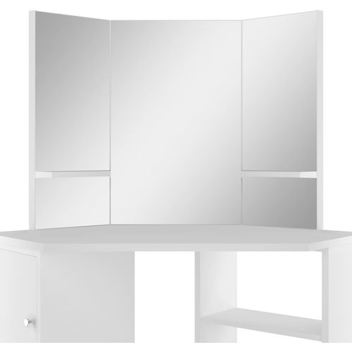 Kutni toaletni stolić za šminkanje bijeli slika 7