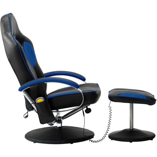 Masažna stolica s osloncem od umjetne kože plava slika 4