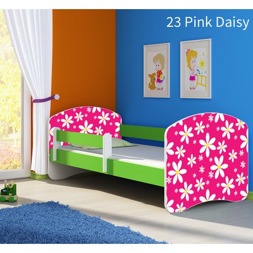 Dječji krevet ACMA s motivom, bočna zelena 160x80 cm 23-pink-daisy slika 1