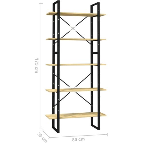 Ormarić za knjige s 5 razina 80 x 30 x 175 cm od borovine slika 8