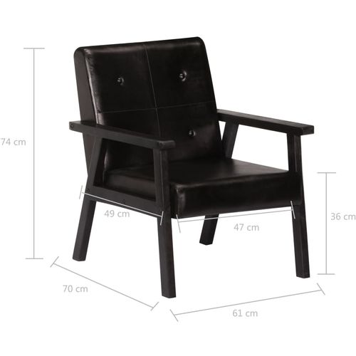 Fotelja od prave kože crna slika 35