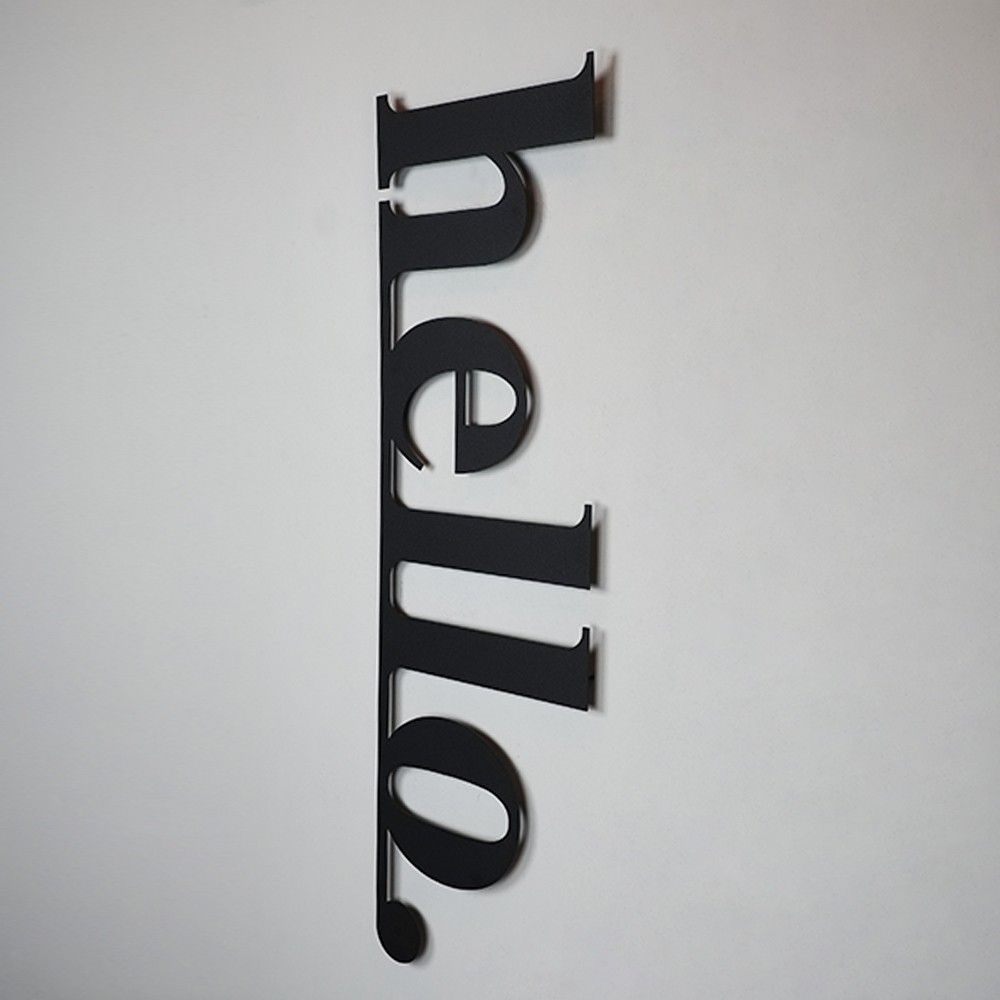 Dekorativni Metalni Zidni Ukras Hello - APT101LS Crni slika 3