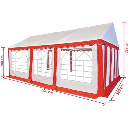 Vrtni šator od PVC-a 3 x 6 m crveno-bijeli slika 38