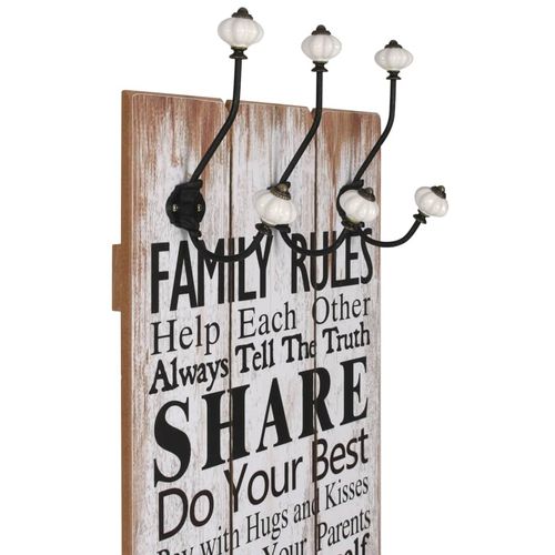 Zidna vješalica za kapute sa 6 kuka "FAMILY RULES" 120 x 40 cm slika 17