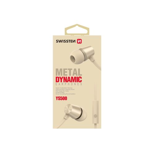 SWISSTEN slušalice + mikrofon, In-ear, metalne, zlatne DYNAMIC YS500 slika 1