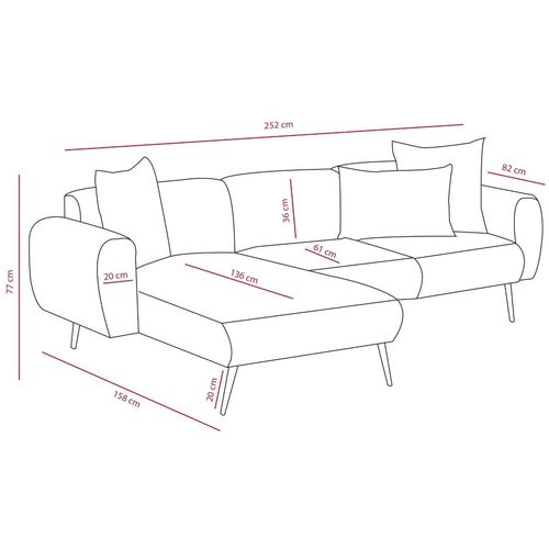 Ugaona Sofa 'Side Right' - Svijetlo Siva slika 8