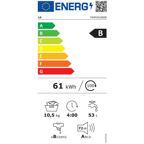 LG F4WV510S0E Mašina za pranje veša sa parom, 10,5 kg, 1400 rpm, Širina 60 cm, Dubina 56.5 cm, AI DD™ tehnologija, TurboWash™, WiFi Funkcija slika 11