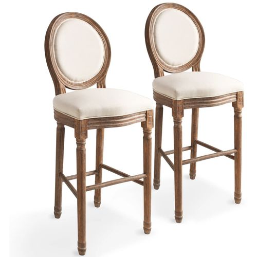 Barske stolice od bijele tkanine 2 kom slika 46