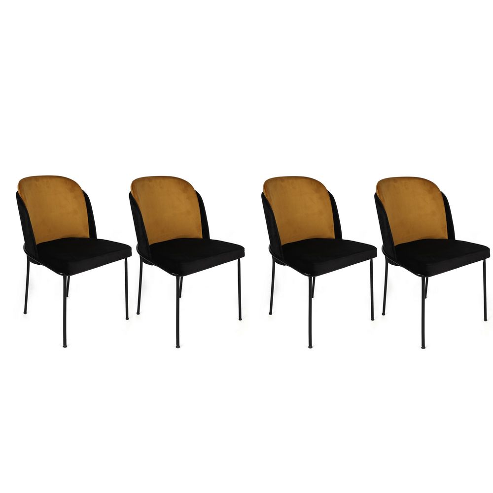 Dore-142 V4 Mustard Crni Set Stolica (4 Komada) slika 1