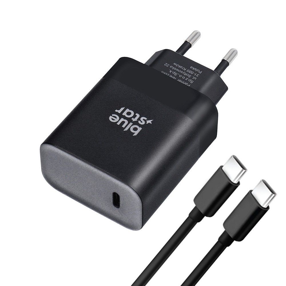 Blue Star USB C QC4.0 PD 3A 45W punjač za telefon + USB C na USB C kabel TFB-TC-45WPD crni slika 2