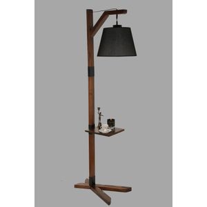 Liza lambader ceviz pramit hasır siyah abajurlu Black Floor Lamp