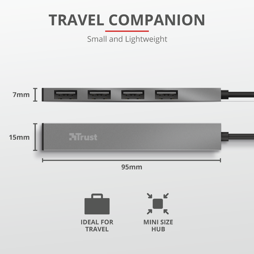 Trust USB hub 4-port mini Halyx (23786) slika 4