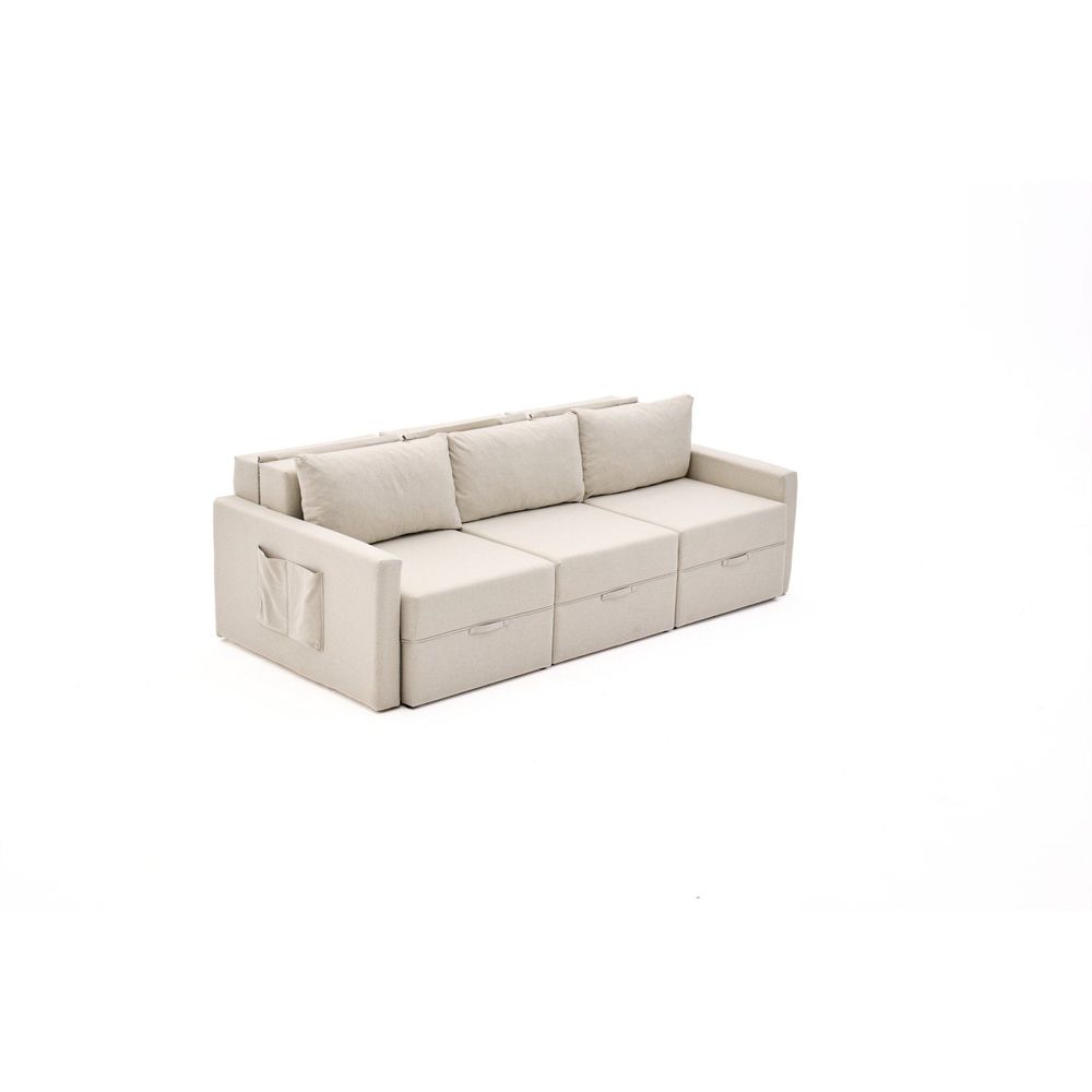 Sofa na razvlačenje za 3 osobe Saros - boja Krem slika 4