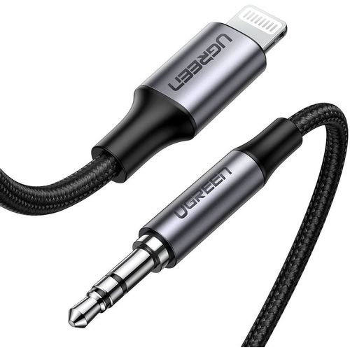 Ugreen - Audio kabel s aluminijskim omotačem (70509) - Lightning to Jack 3,5 mm, MFi certificiran, 1 m - crni slika 2