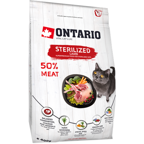 ONTARIO HRANA ZA MAČKE, STERILISED, JANJETINA, 2KG slika 1