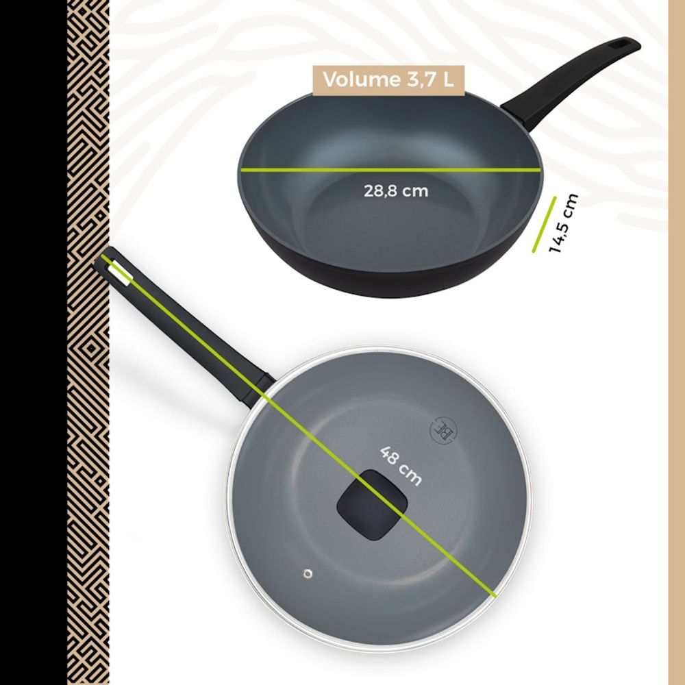 BE Living Wok tava s poklopcem Delight Black 28 cm slika 9