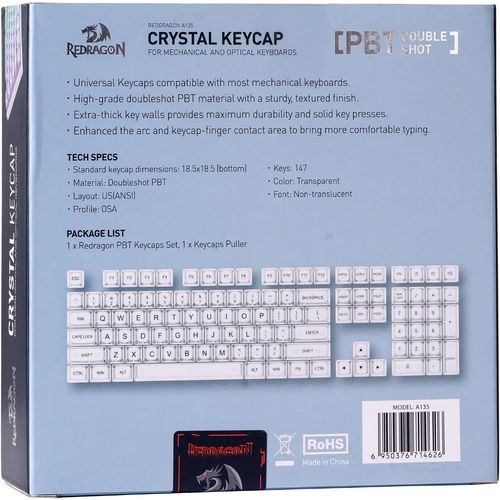 REDRAGON KEYBOARD KEYCAPS CRYSTAL A135 - 147 pcs slika 6