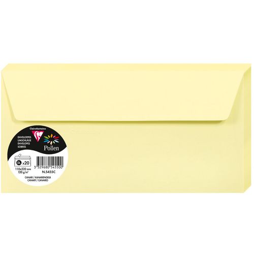 Clairefontaine kuverte Pollen 110x220mm 120gr canary 1/20 slika 1