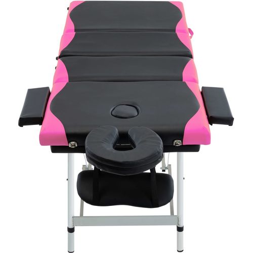 Sklopivi masažni stol s 4 zone aluminijski crno-ružičasti slika 2