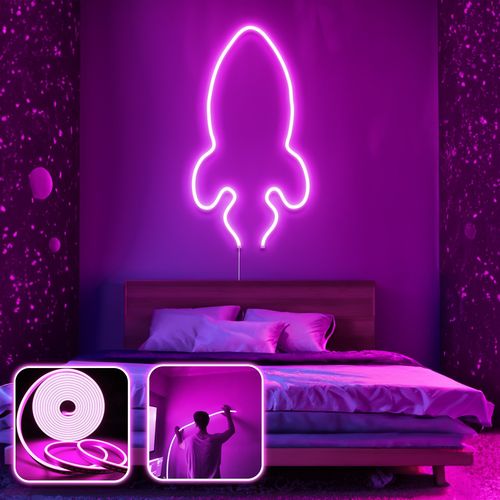 Opviq dekorativna zidna led svjetiljka, Rocket - Medium - Pink slika 2