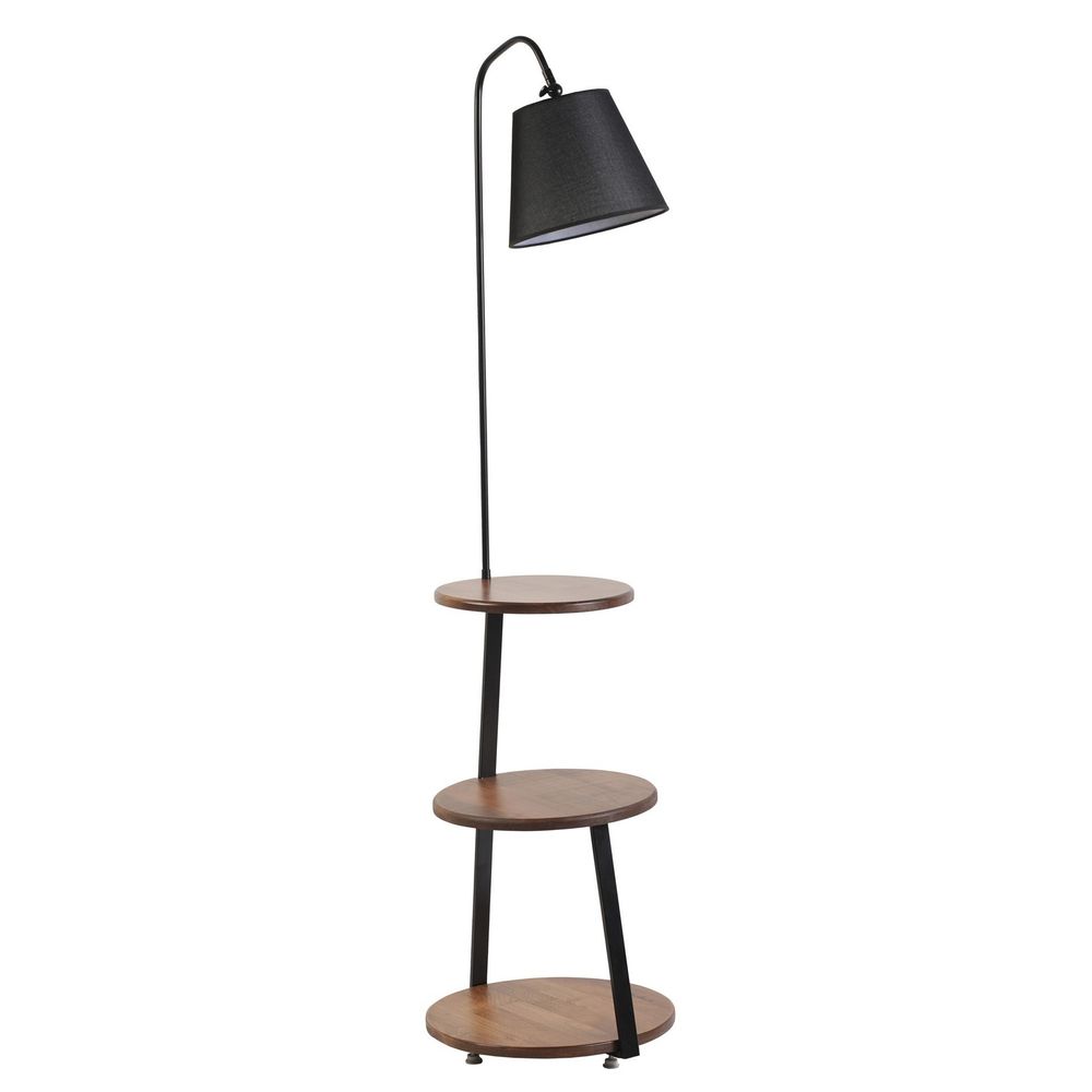 Stojeća lampa Sorti 8743-3 u crnoj boji sa policama od orahovog drveta slika 2