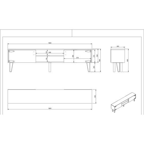 Anthes 2 Walnut
Black TV Stand slika 6