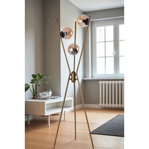 Opviq Podna lampa 911, zlatna, crna, med