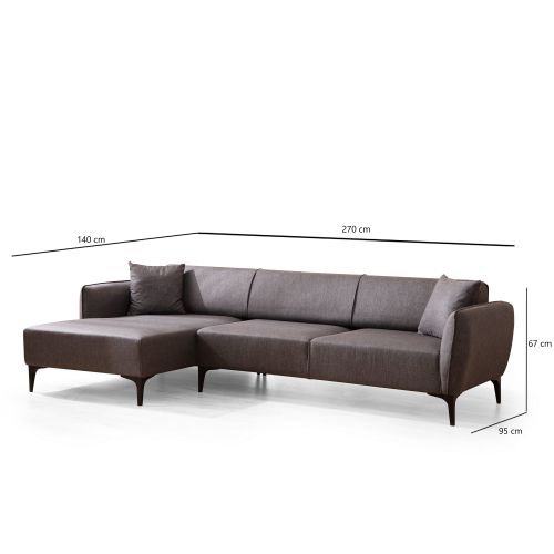 Atelier Del Sofa Kutna garnitura, Tamno siva, Belissimo Left - Dark Grey slika 8