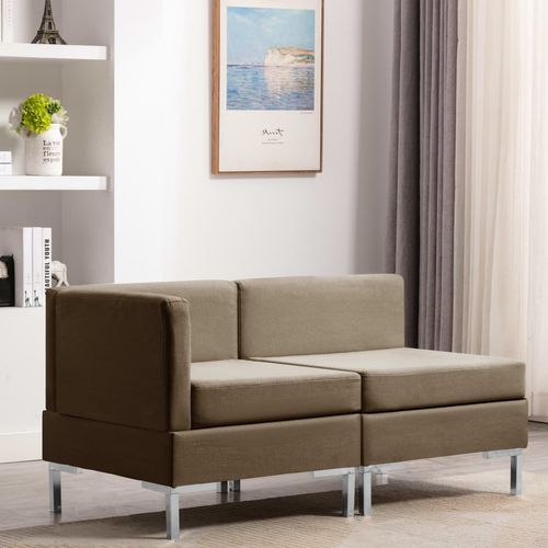 2-dijelni set sofa od tkanine smeđi slika 1