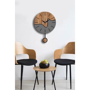 Decorative wall clock Vlnt109, colours: walnut, grey