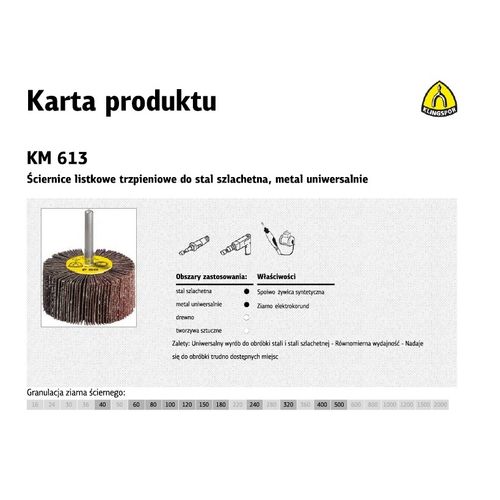 Klingspor brusna lamelasta brusilica s trnom KM613 50mm x 10mm x 6mm, granulacija 60 slika 1