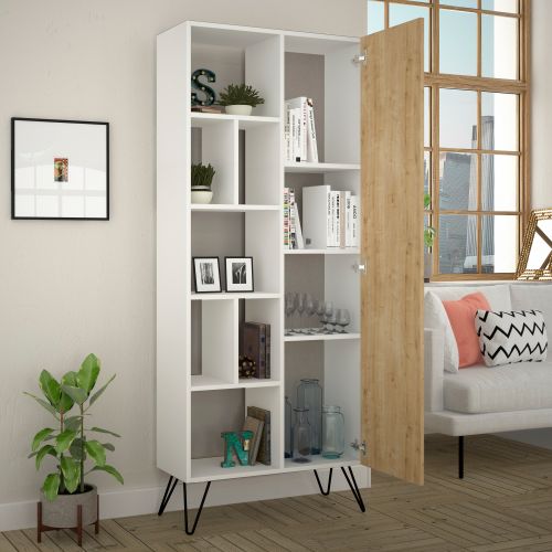 Woody Fashion Polica za knjige, Bijela boja hrast, Jedda Bookcase - White, Oak slika 2