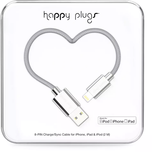 Happy Plugs, Lightning kabel 2.0m, Silver slika 1
