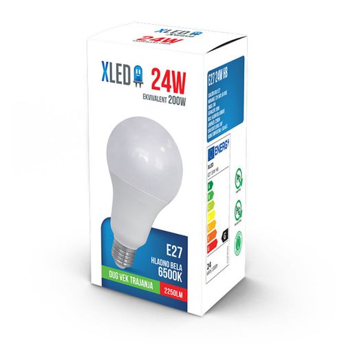 XLED E27 24W HB LED Sijalica 6500K,220V,2250Lm,Hladno Bela slika 1