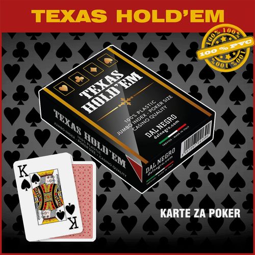 Dal Negro karte za poker 100% plastika jumbo index, crvene slika 1