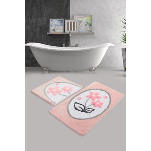 Ladure - Pink Multicolor Acrylic Bathmat Set (2 Pieces)